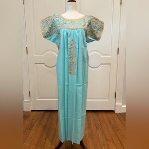 San Antonino Maxi Dress,Oaxaca Mexican dress.Hand Embroidered with Silk Threads.